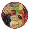 détail en médaillon du tableau de Renoir « La Famille de l'artiste », présentant Aline, Gabrielle et les enfants de Renoir dans le jardin d'Essoyes